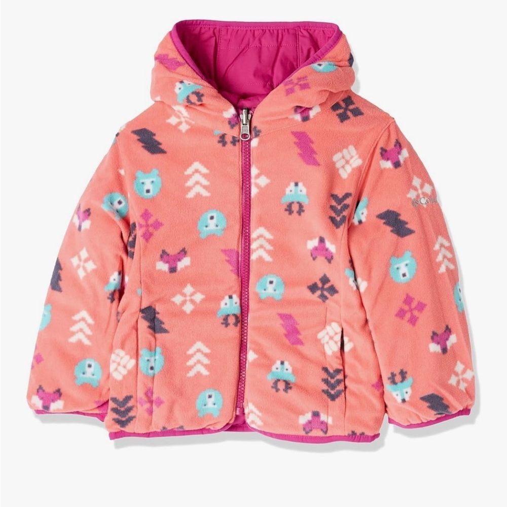 Columbia Toddler Double Trouble Jacket 2t  Wild Fuchsia/Blush Pink Woodlands - Picture 2 of 8